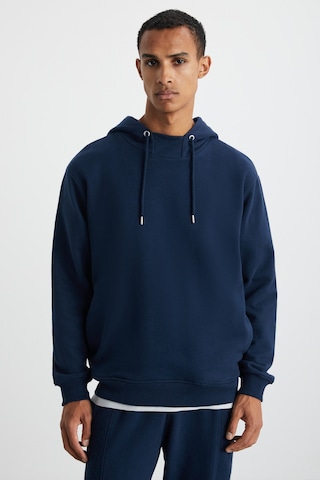 Grımelange Alessıo Erkek %100 Pamuk Kapüşonlu Kordon Detaylı Oversize Fit Lacivert Sweatshirt Lacivert