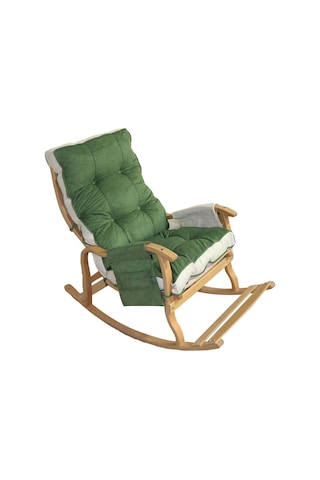 Mobildeco Sultan Lüx Yesıl Krem Ahşap Çift Renkli /cepli Sallanan Ceviz