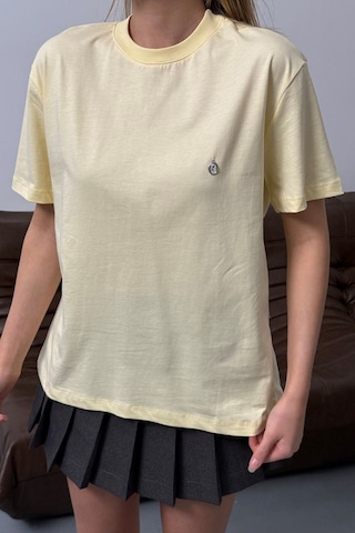 Giysa Kadın Gümüş Aksesuar Detaylı Pamuklu T-shirt Sarı - 26y 26510