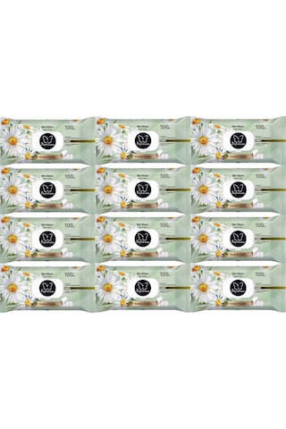 Papilion Islak Havlu Mendil 100 Yaprak Papatya 12 Li Set