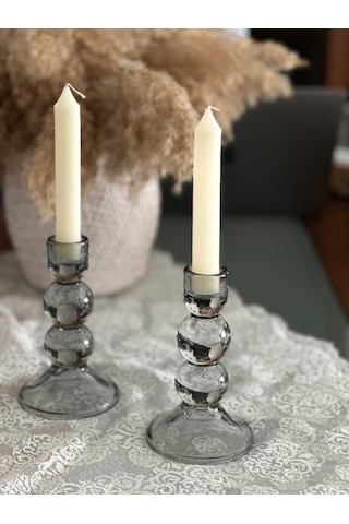 Şamdan Mumu, 2'li Mum, Yılbaşı, Özel Günler, Mum Boyama, Ev Dekoru beyaz