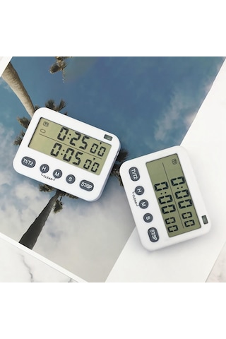 Suntek Mutfak Öğretmenleri Için Mıknatıslı Kronometre Elektronikli Çift Dijital Zamanlayıcı