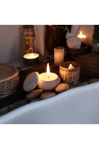 Aurora Tealight Mumluk Dekoratif Obje El Yapımı Tekli Beyaz