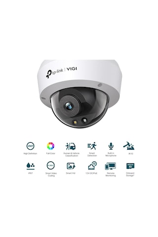 Tp-link Vıgı C240 4mm 4mp Full-color Dome Ip Kamera / H.265+, Poe/dc, Ip67, Dahili Mikrofon Ve Hoparlör, Sd, Led