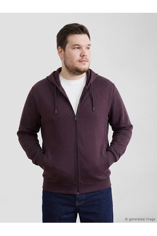 Lcwaıkıkı Basic Mürdüm Kapüşonlu Erkek Fermuarlı Sweatshirt