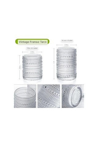 Yenigeldi 4 Adet Y37 420 Ml Vintage Hobnail Bardak Antika Boncuk Kabartmalı Kahveviski,şeffaf Çok Renkli
