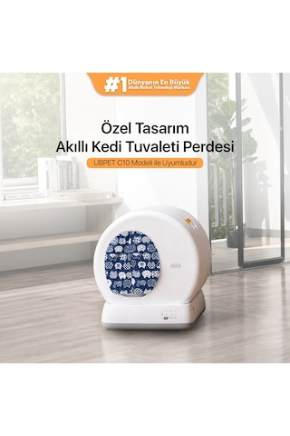 Ubpet C10 Pro Uyumlu Kedi Tuvaleti Perdesi Kum Dağılım Önleyici Mıknatıslı Giriş, Premium Kumaş, Lacivert