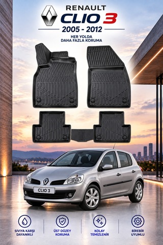 Renault Clio 3 2011 Model Aracınıza Özel Üretim Havuzlu Paspas Takımı A+ -mod-