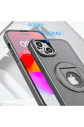 Ally İphone 15 Plus İçin Magsafe Uyumlu Yüzük Standlı Manyetik Silikon Kılıf- 5775