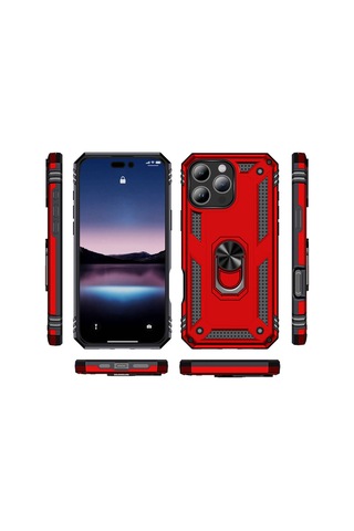 Apple İphone 16 Pro Max Uyumlu Tank Korumalı Yüzüklü Standlı Kılıf