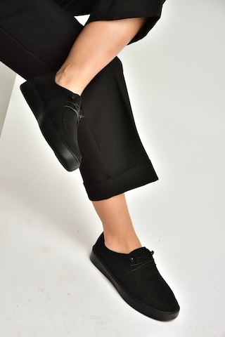 Fox Shoes Y602170902 Siyah Süet Bağcıklı Casual Ayakkabı Siyah