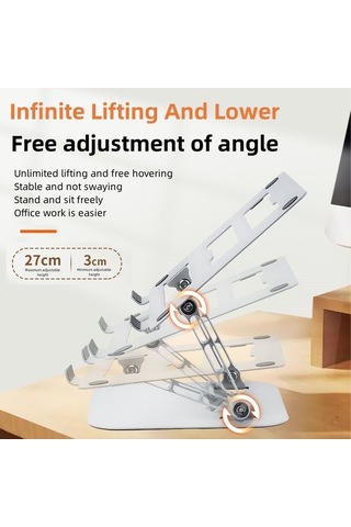 Ebitda Metal Katlanabilir Tablet Dizüstü Braketi, Ayarlanabilir İsı Dağılımı Standı, Gri