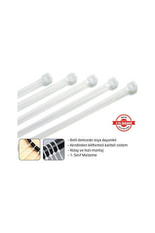 Tomax Plastik Kilitli Kelepçe 4x150 Mm Beyaz