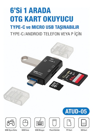 Çok Fonksiyonlu 6 In 1 Otg Kart Okuyucu Telefon -tablet Pc Uyumlu