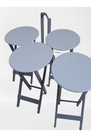 1448bng90133çanta Zigon Sehpa Oval Model Dörtlü Ahşap Mdf Gri Renk Uyumu Kutu Sevk El Yapımı