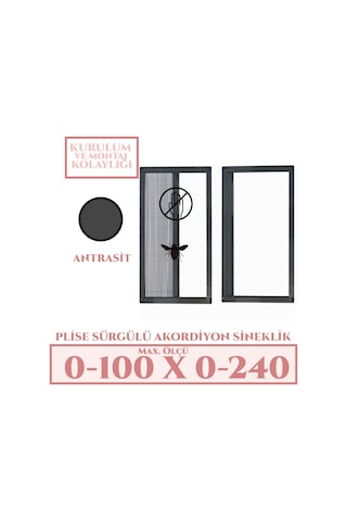 Plise Akordiyon Sineklik En:0-100 X Boy:0-240 Tüm Kapı Çeşitleri
