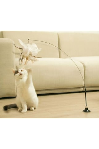 Kenpazar Vantuzlu Tüylü Zilli Kedi Oyun Oltası