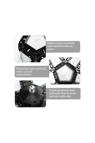 Ayt Ledx Ayarlanabilir Açılı 5 Kanatlı 148 Smd Ledli Galaxy Projektör Işığı 60w 6600 Lumen E27 Duy Ampul 32cm Çap