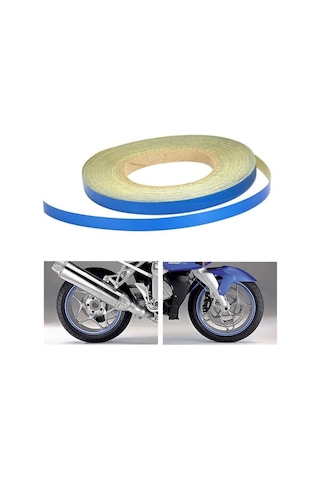 Reflektif Fosfor Şerit Bant Reflektör Jant Şeridi 0.5cmx10 Metre Mavi