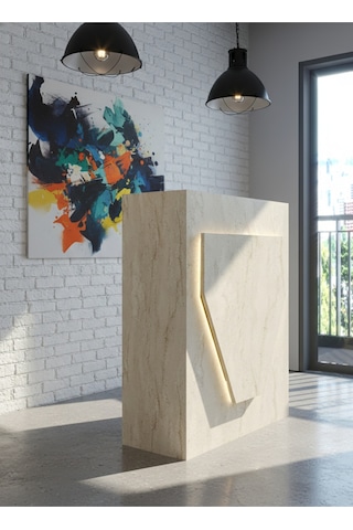 Resital Ledli Karşılama Bankosu G-90 Cm Ofis Kasa Resepsiyon Masası Banko-001-8-8