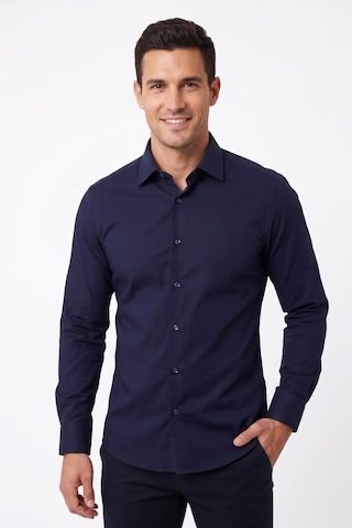 UKİ Uki Açık Lacivert Slim Fit Uzun Kol Gömlek