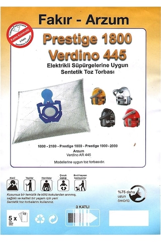 Fakir Prestige 1800 Süpürge Uyumlu Sentetik Bez Toz Torbası 10 Adet