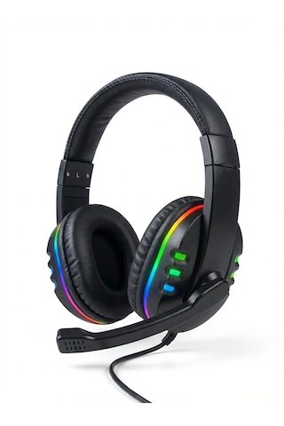 Led Oyun Kulaklığı Gürültü İzolasyonlu Mikrofonlu, Ses Ayar Tekerlekli, Ps4/ps5/xbox/pc