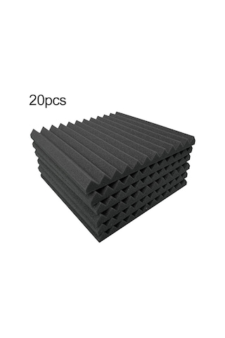 Sones 20 Adet / Paket 30x30x2.5cm Üçgen Oluk Stili Kayıt Stüdyosu Davul Video Odası Ses Yalıtım Levhası Susturucu Pamuk Siyah