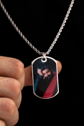 Osmanlı Gümüş Ahmet Kaya Baskılı Asker Künyesi Erkek Çelik Kolye Çelik