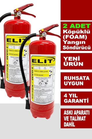 6 Kg Köpüklü Yangın Söndürme Tüpü Askı Aparatı Ve Talimat Dahil Ruhsata Uygun 2'li Paket