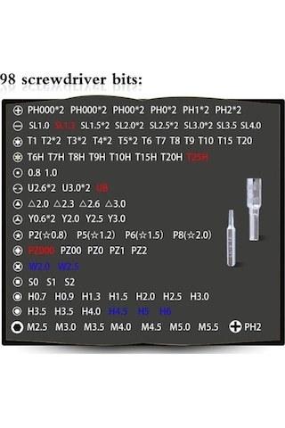Fastbuy 110 Adetlu Manyetik Tornavida Seti - Mavi Cep Telefonu Onarım Aleti