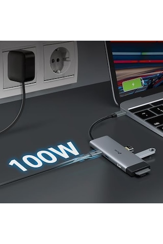 Uh7021c Usb-c 7 Si 1 Arada Hub 4k 60hz Hdmı, 100w Pd, 3 Usb 3.0, Sd & Microsd Uhs-ı 200 Mb/s , Tak-çalıştır, Alüminyum Tasarım 01