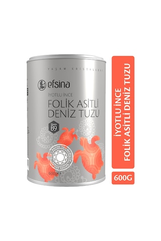 Efsina Folik Asitli Deniz Tuzu Rafine Edilmemiş Sofra Tuzu 600 G