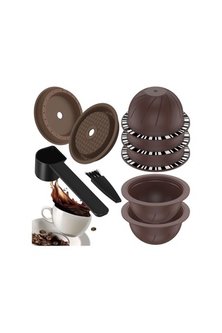 5 Adet Vertuo Tekrar Kullanılabilir Kahve Kapsülü, 2 Adet Silikon Kapaklı Kahve Kapsülü, 1 Adet Kaşık Ve Fırça 150 Ml Diğer