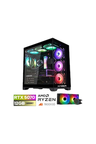 Xaser LEXUS-X260 R7-7800X3D 32 GB 1 TB M.2 NVMe SSD 12 GB RTX5070 Free Dos Masaüstü Oyuncu Bilgisayarı
