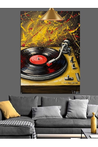 Pikap Kayıt Vinil Müzik Dekoratif Kanvas - Mdf Ahşap Tablo