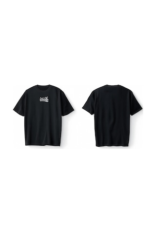 Bumeta Halloween Yarasa Balkabağı Cadı Şapkası Ve Süpürge Oversize Unisex Tişört T-shirt Siyah
