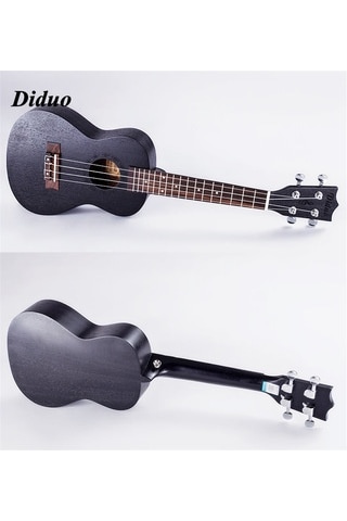 Masif Maun Ağacı Siyah Renk Karma Markalı Concert Boy Ukulele