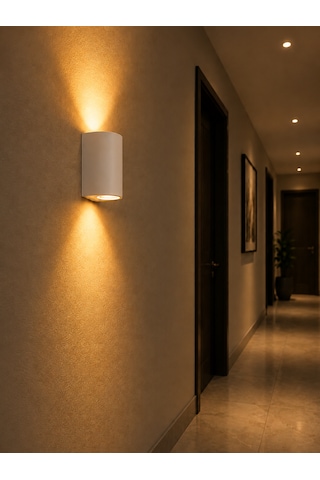 Liva Ap-4050a Radar Sensörlü Led Duvar Apliği 2700k Amber Işık Beyaz Kasa Gu10 Duylu İç Mekan Aydınlatma Amber Rengi
