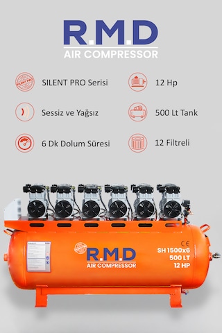 R.m.d Kompresör 500 Lt Hava Kompresörü Sessiz Ve Yağsız Sh1500ı6