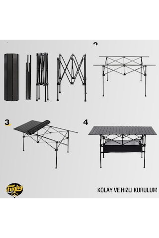Funky Chaırs Family Large Katlanabilir Alüminyum Kamp Masası 95x Siyah