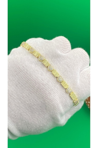 Xuping Zirkon Taşlı Kalpli Model 14 Ayar Rengi Bileklik Gold