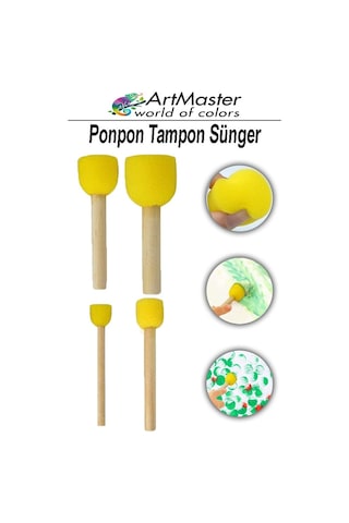 Ponpon Tampon Sünger Fırça Seti 4 Lü 1 Paket Artmaster Sünger Tampon 4 Lü 1 Paket Süngerli Fırça