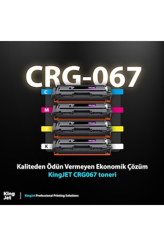 Kingjet Canon Uyumlu Crg-067 Standart Kapasiteli 4 Renk Takım Toner Çipli Mf655, Mf657