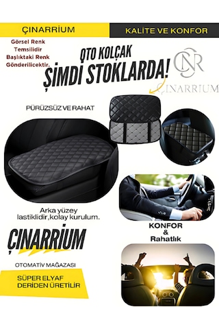 Renault Clio Iı Hb 2002-2008 Deri Oto Kolçak Kılıfı, Kaliteli Süngerli Siyah Nakışlı.