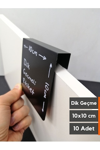 10 Adet Silinebilir Karatahta Siyah Etiket 10 x 10 CM Ahşap Raflar