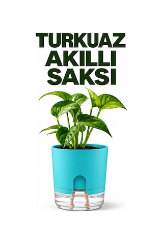 Akıllı Saksı Kendinden Sulamalı Fitilli Modern Dekoratif Saksı 2 Litre 08147596