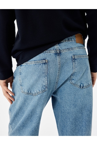 Koton Normal Bel Pamuklu Vintage Straight Fit Jean Pantolon Orta İndigo 6wam40018ıd İndigo