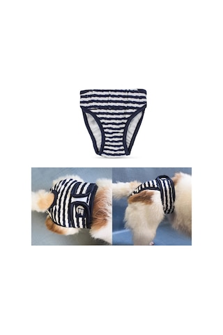 Pet Çizgili Fizyolojik Pantolon Köpek Adet Pantolonu, Boyut: S Mavi