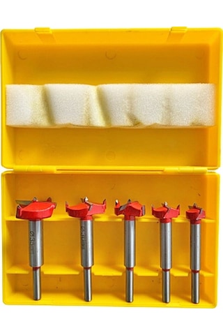 5 Parça Menteşe Mumluk Açma Freze Matkap Uç Set 15 20 25 30 35 Mm